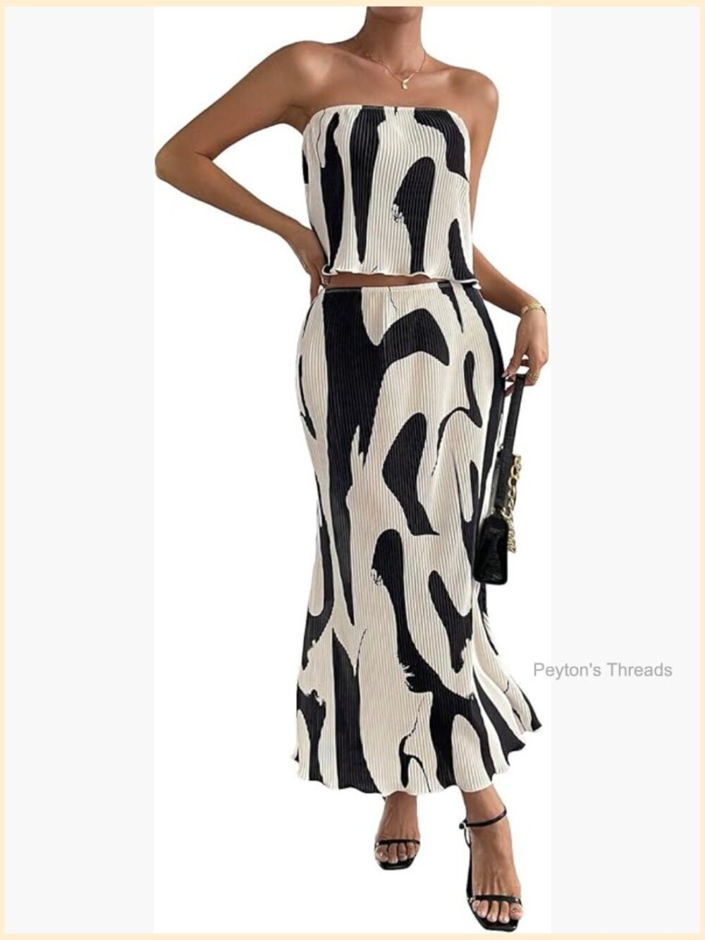 Strapless Crop Tube Top and Maxi Skirt Set 2 Piece Vacation Outfit